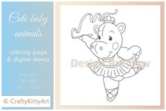 Hippo Ballerina Dancer, Cute Baby Animal Digital Stamp Product Image 1