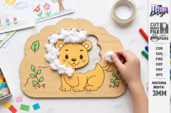 Wooden Lion Coloring Board Laser Cut | Kids Activity Craft Product Image 1