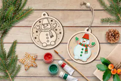 Snowman Christmas Ornament Laser Scoring Engraving Glowforge Product Image 4