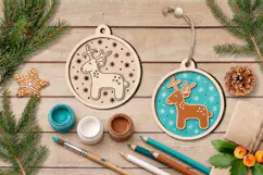 Reindeer Christmas Ornament Laser Glowforge Coloring Kit Product Image 4