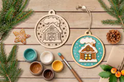 Winter House Christmas Ornament Laser Scoring Engraving Product Image 4