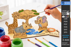 Coloring Montessori Toy Laser Cut | Kids Laser | Safari SVG Product Image 1
