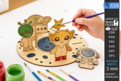 Coloring Montessori Toy Laser Cut | Kids Laser | Aliens SVG Product Image 1