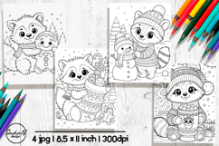 Raccoon Christmas coloring pages for kids Product Image 1