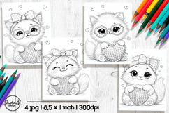 Cute kitten Valentine Coloring Pages Product Image 1
