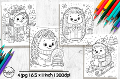 Cute hedgehog Christmas coloring pages Product Image 1