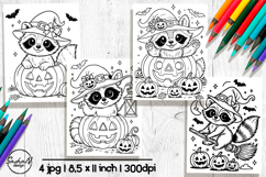 Cute Halloween raccoon coloring pages Product Image 1