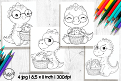 Cute Dinosaur Valentine Coloring Pages for kids Product Image 1