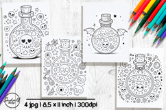 Cute Halloween coloring pages, Potion bottle clipart Product Image 1