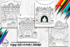 Christmas fireplace coloring pages for kids Product Image 1