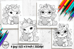 Cute Unicorn Valentine Coloring Pages Product Image 1