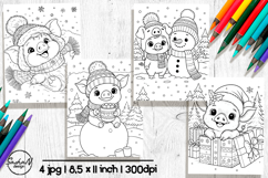 Cute pig winter coloring pages for kids Product Image 1