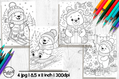 Cute bear winter coloring pages for kids Product Image 1