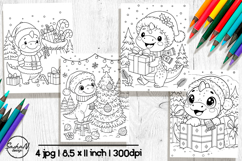 Cute dino winter coloring pages for kids Product Image 1