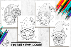Valentine Gnome Coloring Pages, Gnomes Printable Coloring Product Image 1