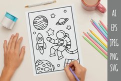 Astronaut in Space, A5 Coloring Page, Children Activity Product Image 1