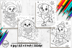 Cute dog winter coloring pages for kids Product Image 1