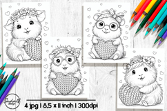 Valentine Cute Animal Coloring Pages, Guinea pig png Product Image 1