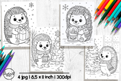 Cute hedgehog Christmas coloring pages Product Image 1