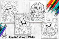 Cute puppy winter coloring pages for kids Product Image 1
