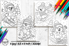 Winter bear coloring pages for kids Product Image 1