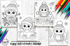 Cute owl winter coloring pages for kids Product Image 1