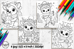 Cute deer Christmas coloring pages Product Image 1