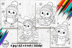 Cute winter penguin coloring pages for kids Product Image 1