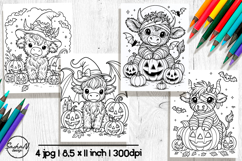 Cute Halloween highland cow coloring pages Product Image 1