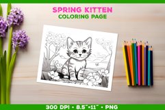 Kids Kitten Coloring with Spring Flowers Product Image 1