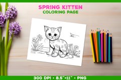 Kids Kitten Coloring with Spring Flowers Product Image 1