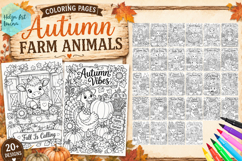 Autumn Farm Animals. Coloring Pages BUNDLE Product Image 1
