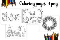 Christmas coloring page PNG, coloring book for kids Product Image 1