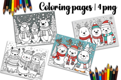 Christmas coloring page PNG, coloring book for kids Product Image 1