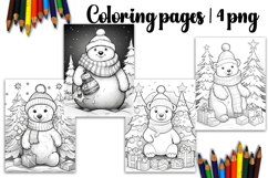 Christmas coloring page PNG, coloring book for kids Product Image 1