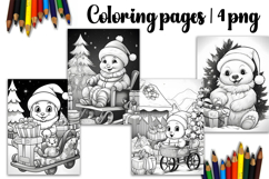 Christmas coloring page PNG, coloring book for kids Product Image 1