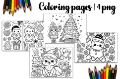 Christmas coloring page PNG, coloring book for kids Product Image 1