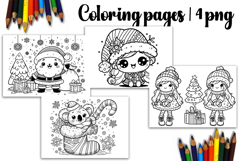Christmas coloring page PNG, coloring book for kids Product Image 1
