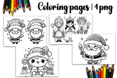 Christmas coloring page PNG, coloring book for kids Product Image 1
