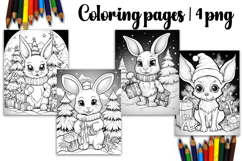 Christmas coloring page PNG, coloring book for kids Product Image 1
