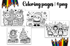Christmas coloring page PNG, coloring book for kids Product Image 1