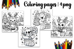Christmas coloring page PNG, coloring book for kids Product Image 1