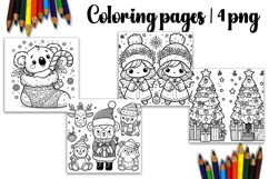 Christmas coloring page PNG, coloring book for kids Product Image 1