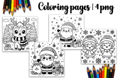 Christmas coloring page PNG, coloring book for kids Product Image 1