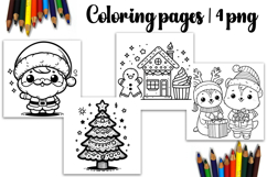 Christmas coloring page PNG, coloring book for kids Product Image 1