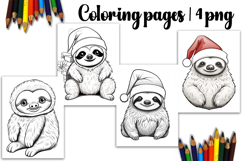 Christmas coloring page PNG, coloring book for kids Product Image 1