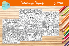 Autumn Farm Animals. Coloring Pages Product Image 1
