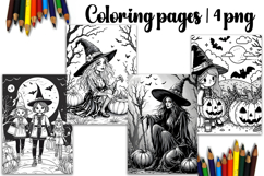 Cute halloween Design |halloween girl Coloring pages Product Image 1