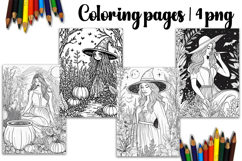 Cute halloween Design |halloween girl Coloring pages Product Image 1