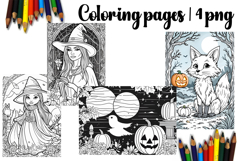 Cute halloween Design |halloween girl Coloring pages Product Image 1